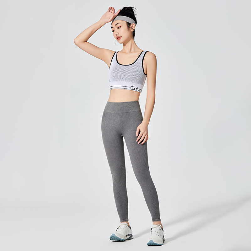 Graue Damen-Sportleggings mit ausgewaschenem Effekt