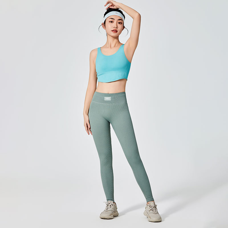 Damen-Sport-Leggings in grüner Uni-Färbung