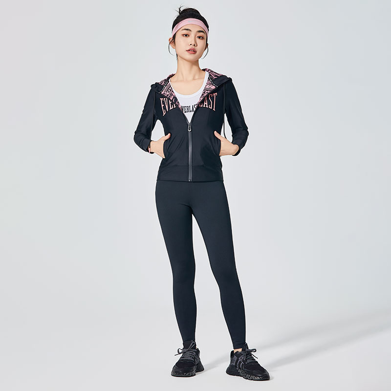 Klassische Sport-Leggings für Damen in reinem Schwarz