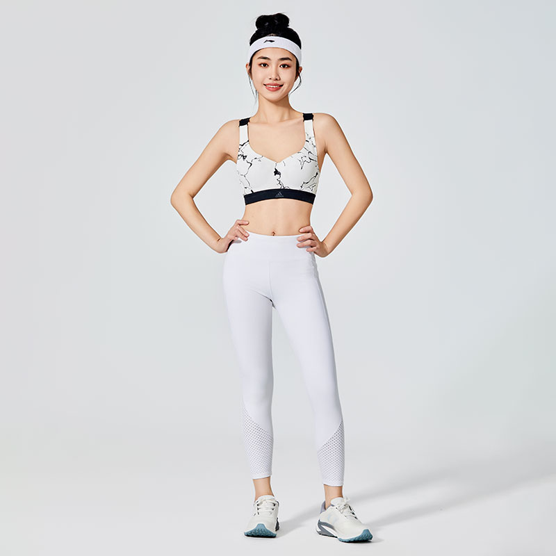 Reinweiße Damen-Sportleggings mit Mesh