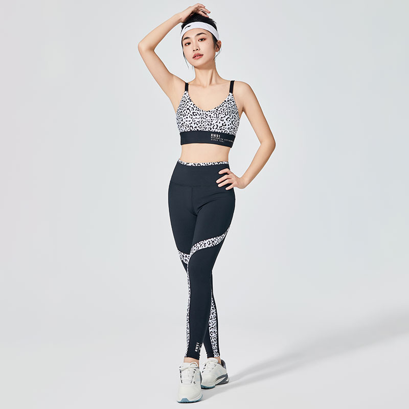 Weiße Sport-Leggings mit Leopardenmuster für Damen